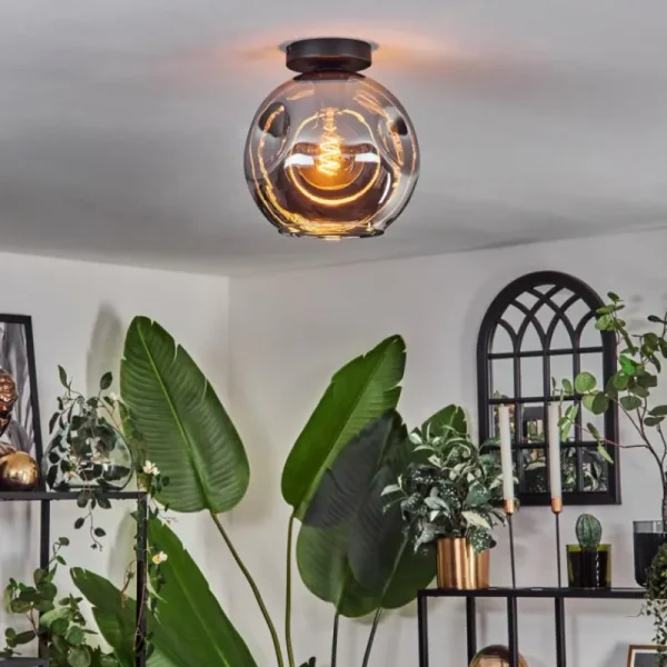 hofstein Plafonnier - Verre 25 cm Ripoll Fumé, 1 lumière* Lampes Modernes