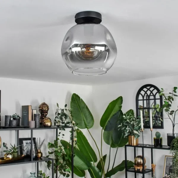 hofstein Plafonnier - Verre 25 cm Ripoll Clair, Fumé, 1 lumière* Lampes Modernes