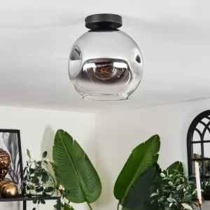 hofstein Plafonnier - Verre 25 cm Ripoll Chrome, Clair, 1 lumière* Lampes En Verre
