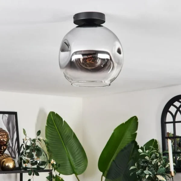 hofstein Plafonnier - Verre 25 cm Ripoll Chrome, Clair, 1 lumière* Lampes En Verre