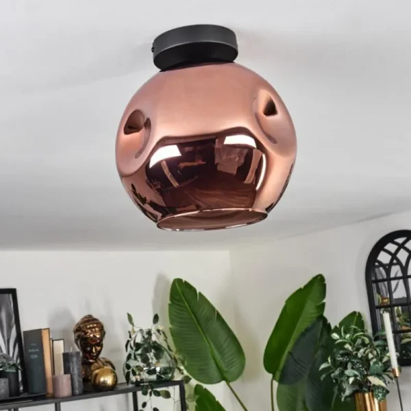 hofstein Plafonnier - Verre 25 cm Ripoll Cuivré, 1 lumière* Lampes En Verre