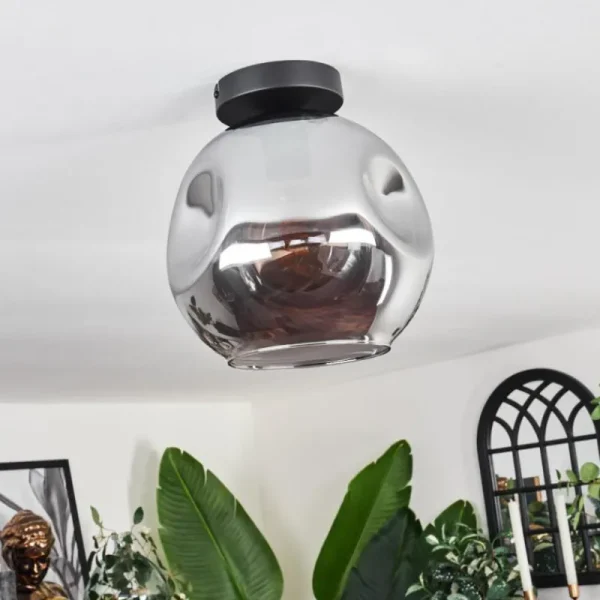 hofstein Plafonnier - Verre 25 cm Ripoll Fumé, 1 lumière* Lampes Modernes