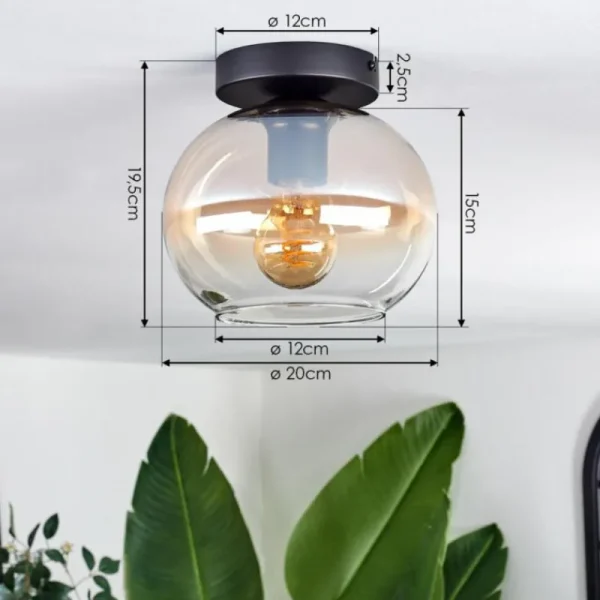 hofstein Plafonnier - Verre Apedo Ambre, Clair, 1 lumière* Lampes En Verre