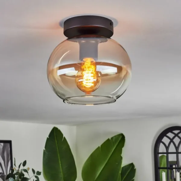 hofstein Plafonnier - Verre Apedo Ambre, Clair, 1 lumière* Lampes En Verre