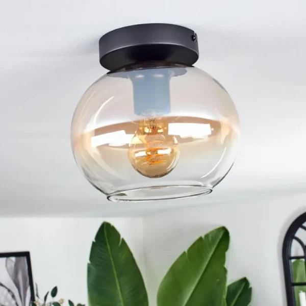 hofstein Plafonnier - Verre Apedo Ambre, Clair, 1 lumière* Lampes En Verre