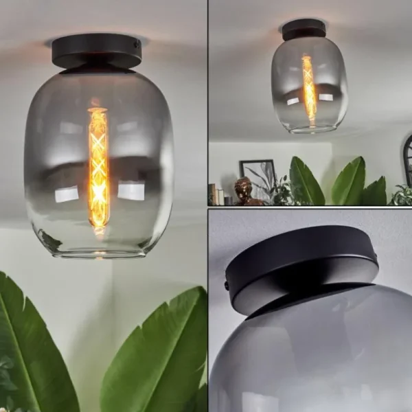 hofstein Plafonnier - Verre Apedo Clair, Fumé, 1 lumière* Lampes Modernes