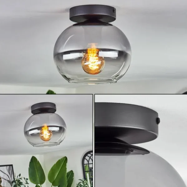 hofstein Plafonnier - Verre Apedo Clair, Fumé, 1 lumière* Lampes Modernes