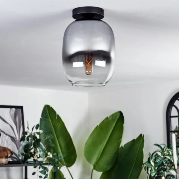 hofstein Plafonnier - Verre Apedo Clair, Fumé, 1 lumière* Lampes Modernes