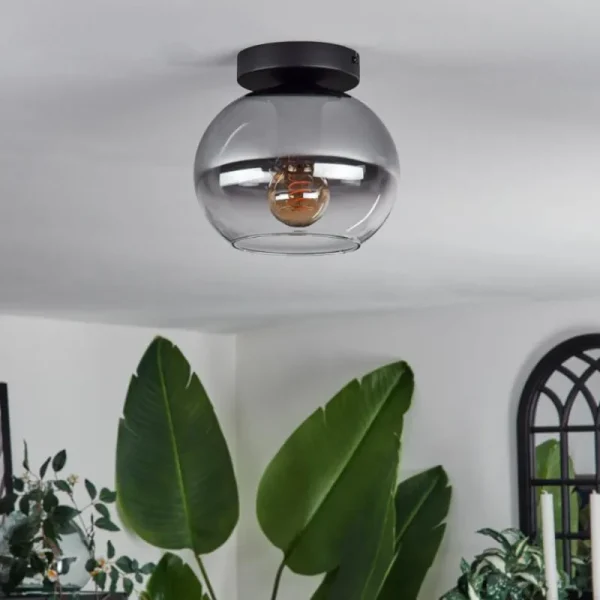 hofstein Plafonnier - Verre Apedo Clair, Fumé, 1 lumière* Lampes Modernes