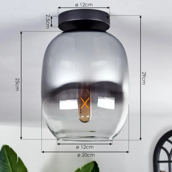 hofstein Plafonnier - Verre Apedo Clair, Fumé, 1 lumière* Lampes Modernes