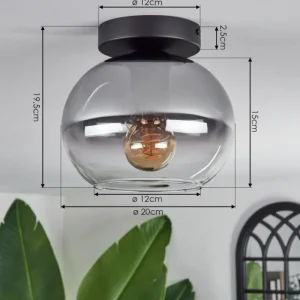 hofstein Plafonnier - Verre Apedo Clair, Fumé, 1 lumière* Lampes Modernes