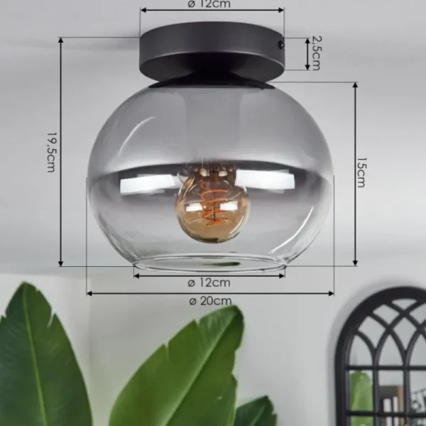 hofstein Plafonnier - Verre Apedo Clair, Fumé, 1 lumière* Lampes Modernes