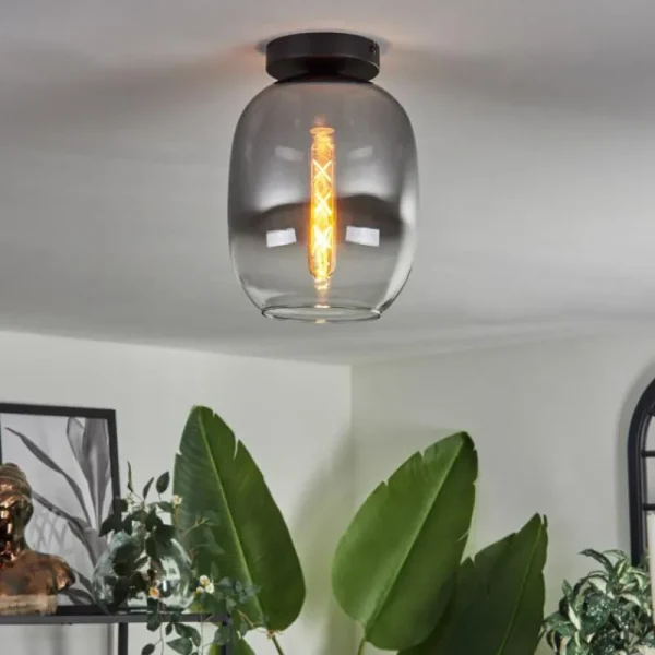 hofstein Plafonnier - Verre Apedo Clair, Fumé, 1 lumière* Lampes Modernes