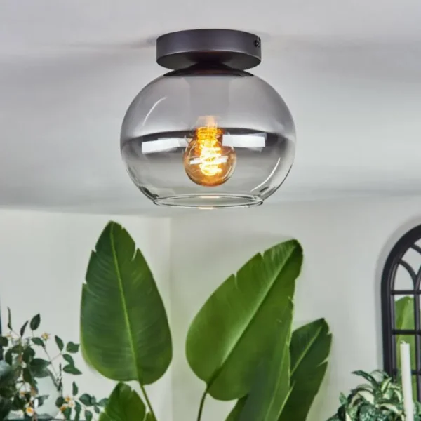 hofstein Plafonnier - Verre Apedo Clair, Fumé, 1 lumière* Lampes Modernes