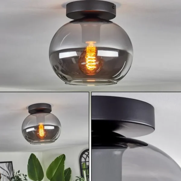 hofstein Plafonnier - Verre Apedo Fumé, 1 lumière* Lampes Modernes