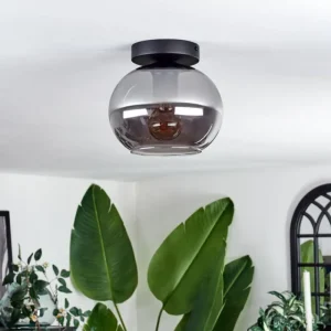 hofstein Plafonnier - Verre Apedo Fumé, 1 lumière* Lampes Modernes