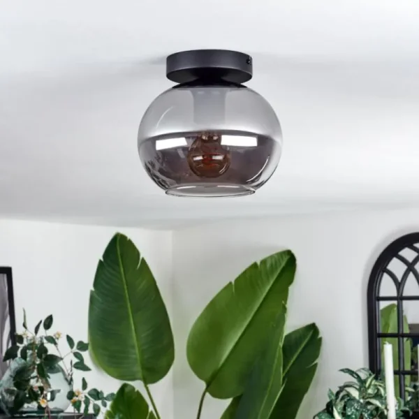 hofstein Plafonnier - Verre Apedo Fumé, 1 lumière* Lampes Modernes
