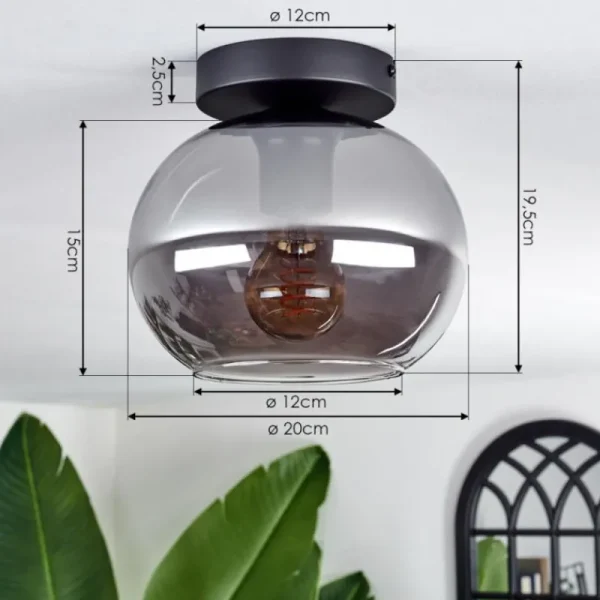 hofstein Plafonnier - Verre Apedo Fumé, 1 lumière* Lampes Modernes