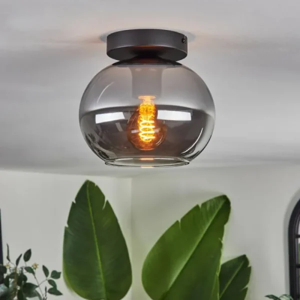 hofstein Plafonnier - Verre Apedo Fumé, 1 lumière* Lampes Modernes