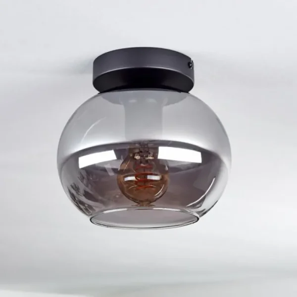 hofstein Plafonnier - Verre Apedo Fumé, 1 lumière* Lampes Modernes