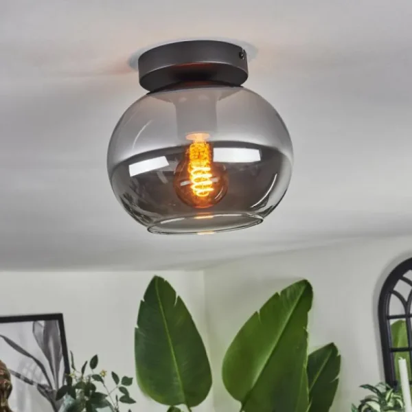 hofstein Plafonnier - Verre Apedo Fumé, 1 lumière* Lampes Modernes