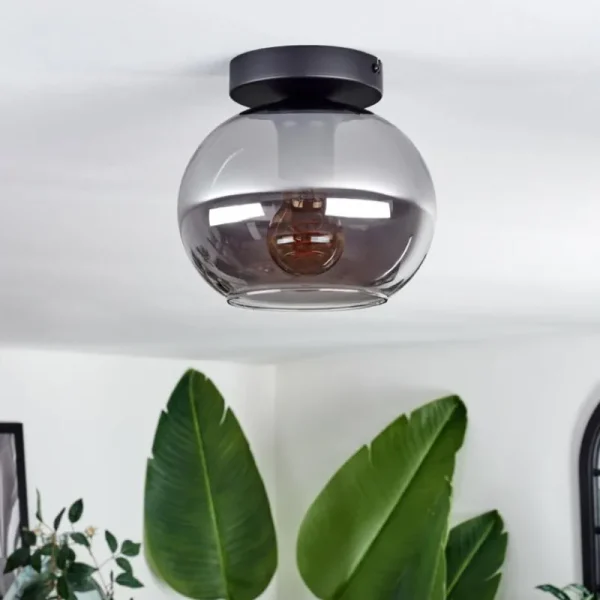 hofstein Plafonnier - Verre Apedo Fumé, 1 lumière* Lampes Modernes