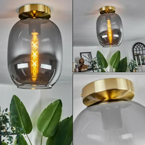 hofstein Plafonnier - Verre Apedo Laiton, 1 lumière* Lampes Modernes