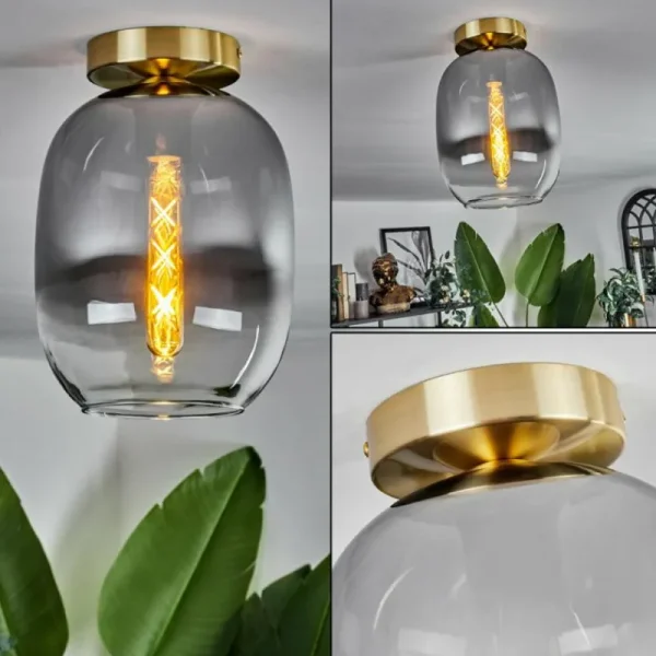 hofstein Plafonnier - Verre Apedo Laiton, 1 lumière* Lampes Modernes