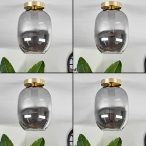 hofstein Plafonnier - Verre Apedo Laiton, 1 lumière* Lampes Modernes