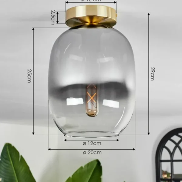 hofstein Plafonnier - Verre Apedo Laiton, 1 lumière* Lampes Modernes