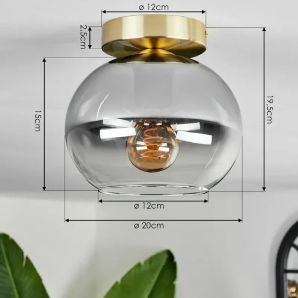 hofstein Plafonnier - Verre Apedo Laiton, 1 lumière* Lampes Modernes
