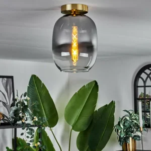 hofstein Plafonnier - Verre Apedo Laiton, 1 lumière* Lampes Modernes
