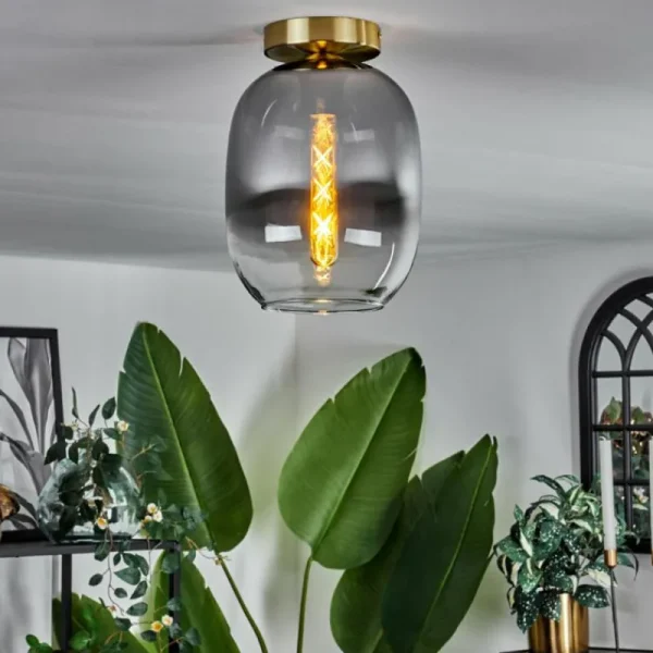 hofstein Plafonnier - Verre Apedo Laiton, 1 lumière* Lampes Modernes