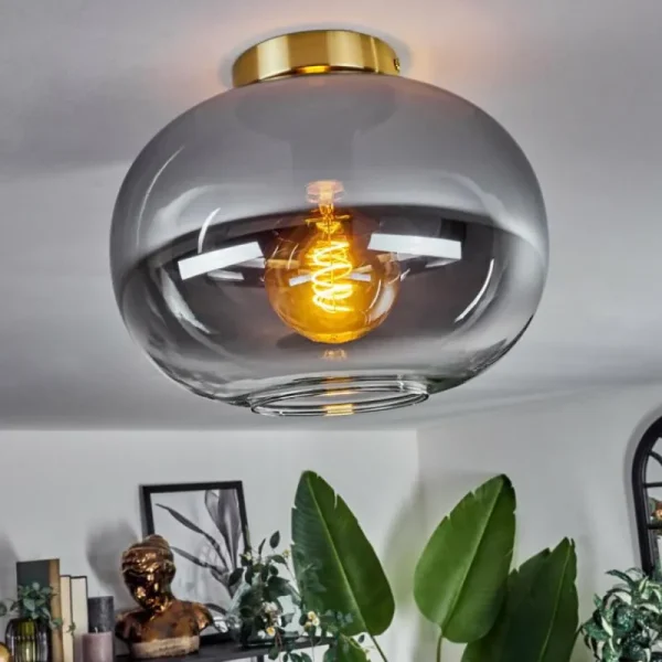hofstein Plafonnier - Verre Apedo Laiton, Noir, 1 lumière* Lampes Modernes