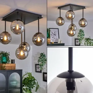 hofstein Plafonnier - Verre Chehalis Fumé, 5 lumières* Lampes Modernes