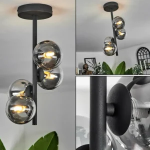 hofstein Plafonnier - Verre Chehalis Clair, Fumé, 4 lumières* Lampes Modernes