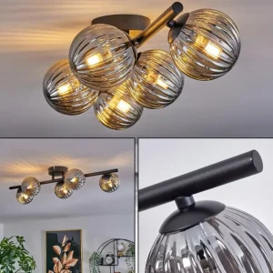 hofstein Plafonnier - Verre Chehalis Fumé, 5 lumières* Lampes Modernes