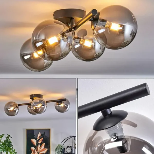 hofstein Plafonnier - Verre Chehalis Fumé, 4 lumières* Lampes Modernes