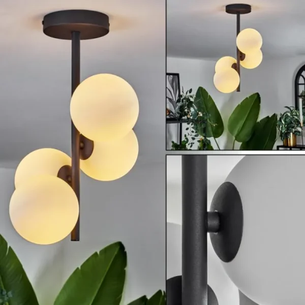hofstein Plafonnier - Verre Chehalis Blanc, 4 lumières* Lampes En Verre