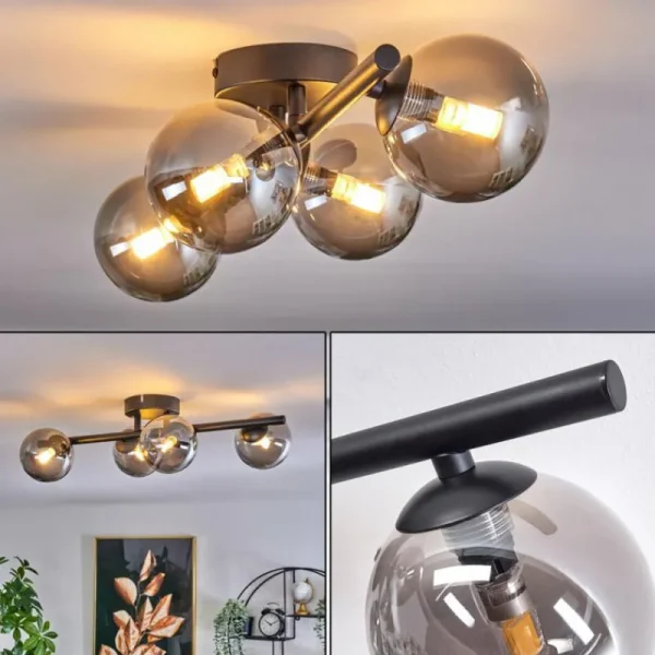 hofstein Plafonnier - Verre Chehalis Fumé, 4 lumières* Lampes Modernes