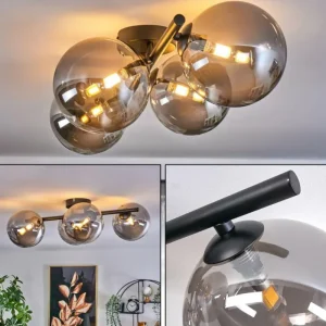 hofstein Plafonnier - Verre Chehalis Fumé, 4 lumières* Lampes Modernes