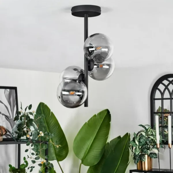 hofstein Plafonnier - Verre Chehalis Clair, Fumé, 4 lumières* Lampes Modernes
