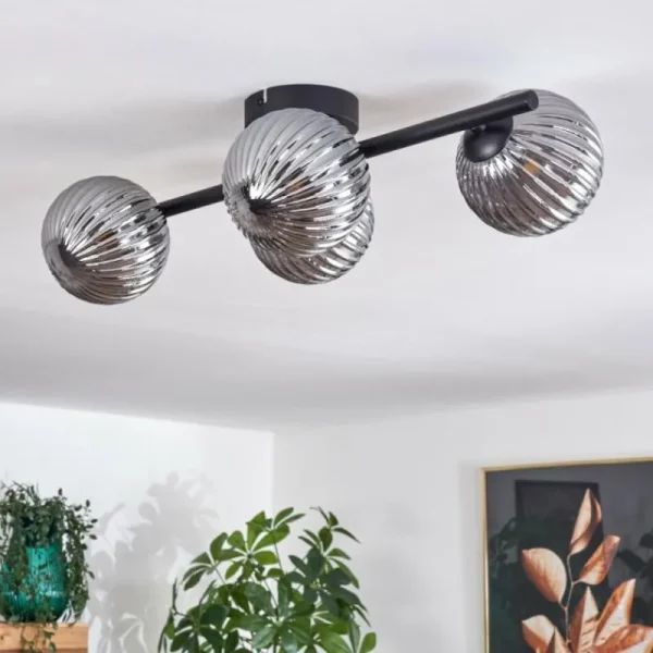 hofstein Plafonnier - Verre Chehalis Fumé, 4 lumières* Lampes Modernes