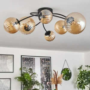 hofstein Plafonnier - Verre Chehalis Ambre, 6 lumières* Lampes Modernes