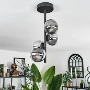 hofstein Plafonnier - Verre Chehalis Clair, Fumé, 4 lumières* Lampes Modernes