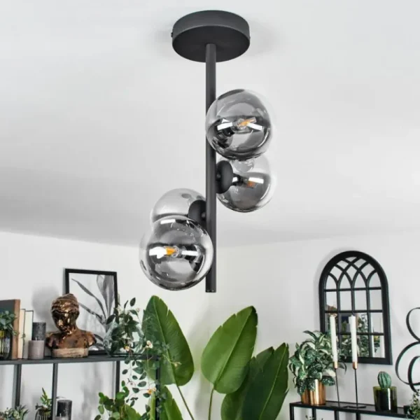 hofstein Plafonnier - Verre Chehalis Clair, Fumé, 4 lumières* Lampes Modernes