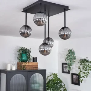 hofstein Plafonnier - Verre Chehalis Fumé, 5 lumières* Lampes Modernes