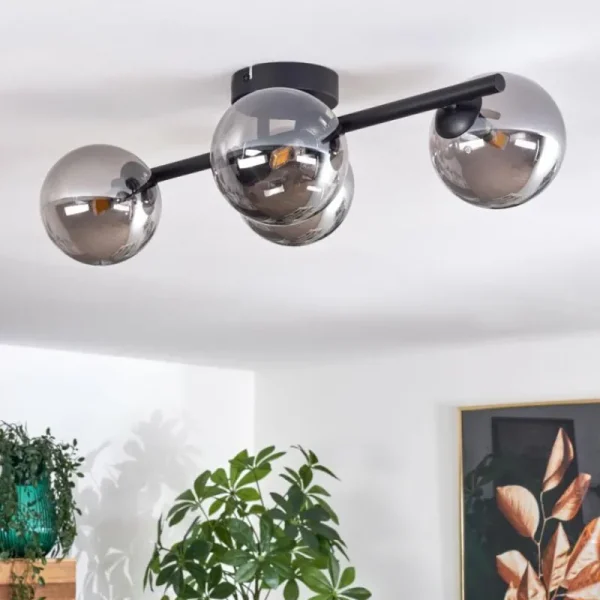 hofstein Plafonnier - Verre Chehalis Fumé, 4 lumières* Lampes Modernes