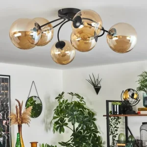 hofstein Plafonnier - Verre Chehalis Ambre, 6 lumières* Lampes En Verre