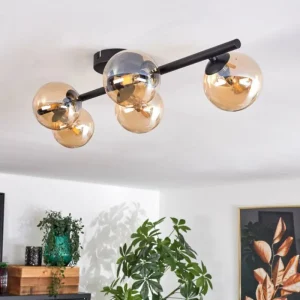 hofstein Plafonnier - Verre Chehalis Ambre, 5 lumières* Lampes En Verre